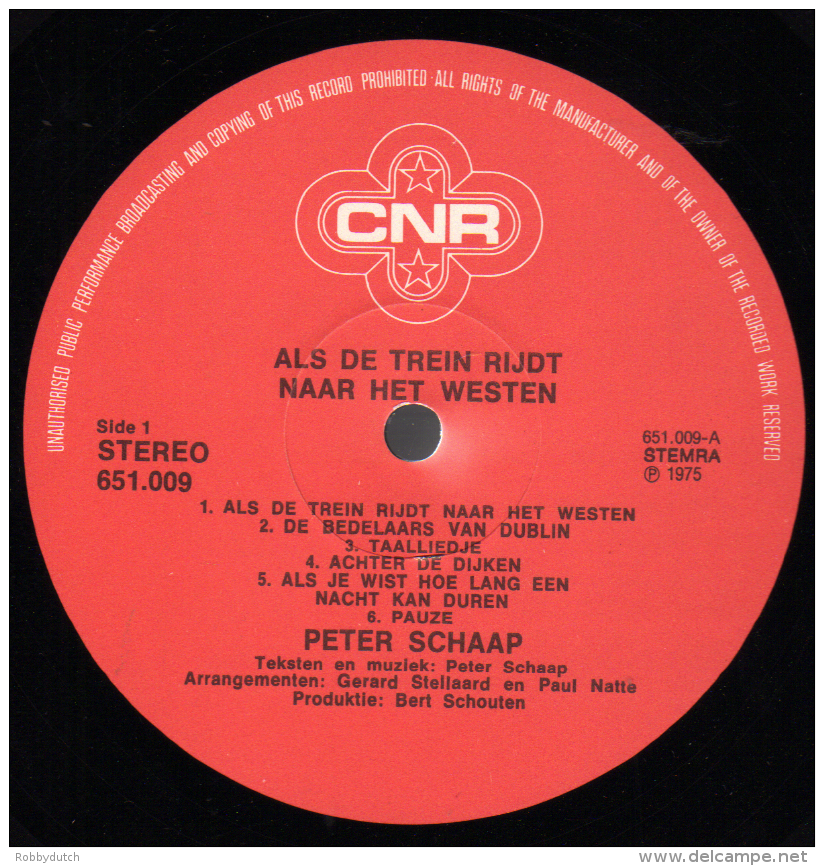 * LP *  PETER SCHAAP - ALS DE TREIN RIJDT NAAR HET WESTEN (Holland 1975 EX-!!!) - Andere - Nederlandstalig