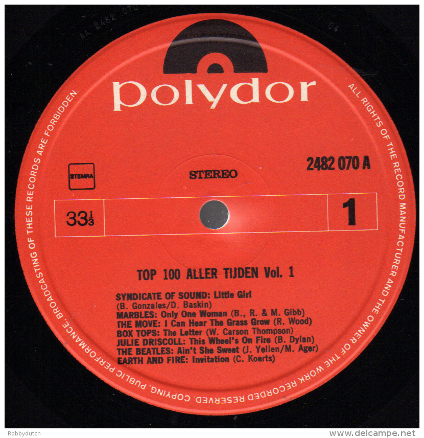 * LP *  TOP 100 ALLER TIJDEN Vol.1 - VARIOUS ARTISTS (Holland 1972 EX-!!!) - Compilaties