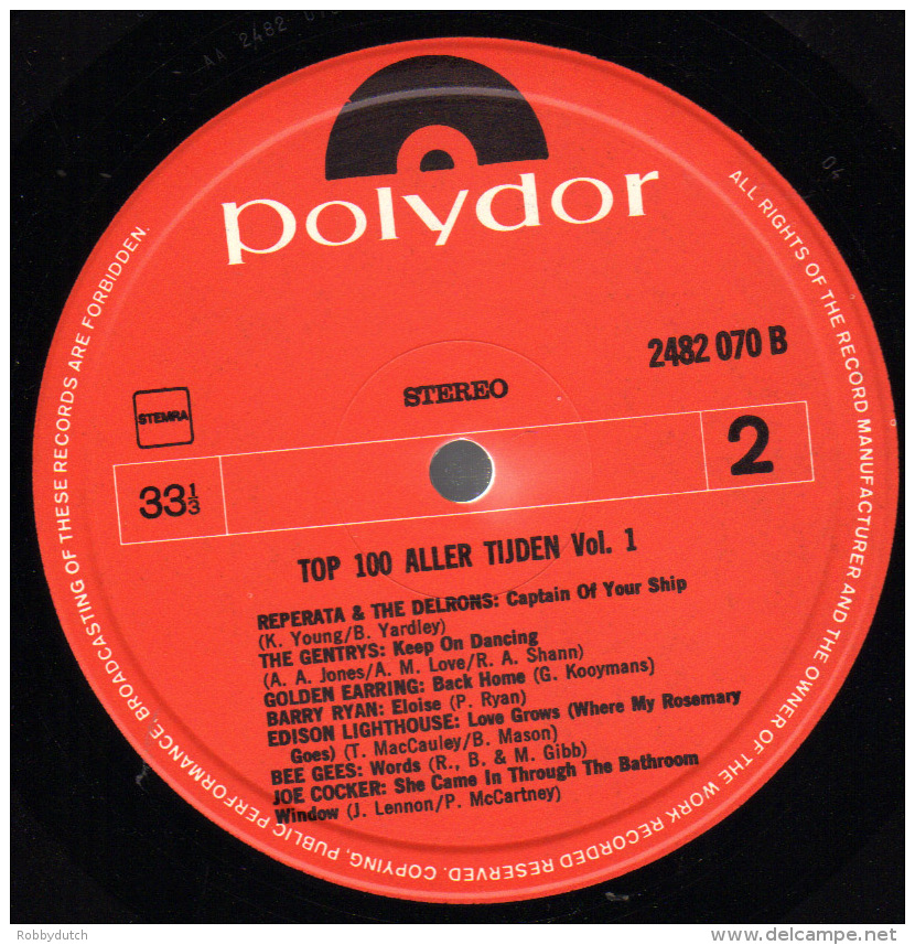 * LP *  TOP 100 ALLER TIJDEN Vol.1 - VARIOUS ARTISTS (Holland 1972 EX-!!!) - Compilaties