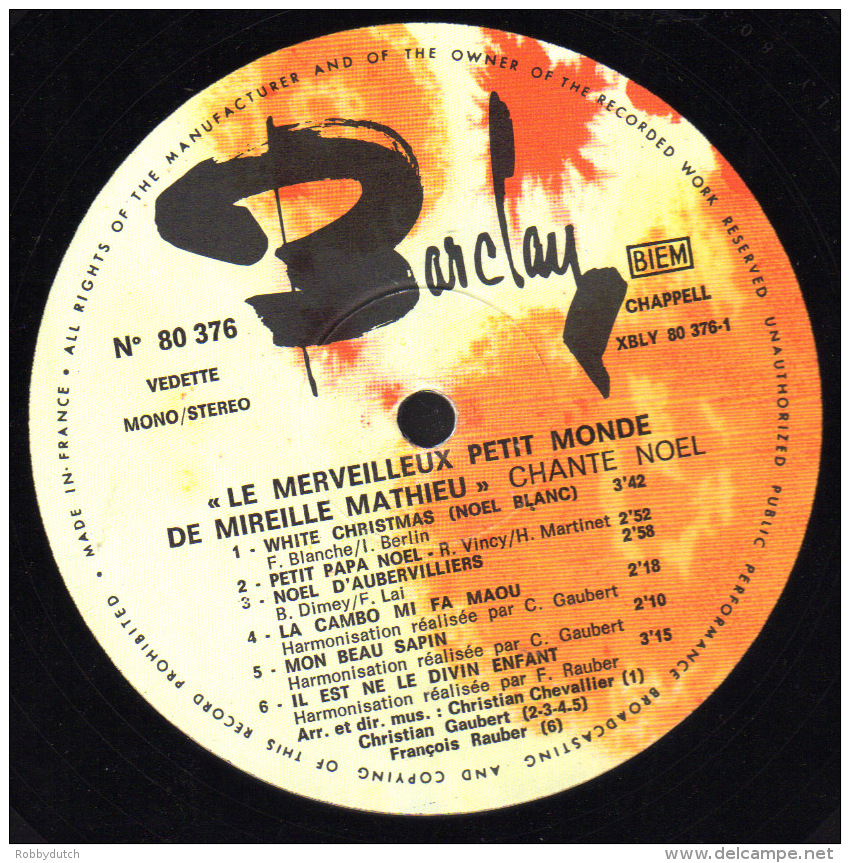 * LP *  LE MERVEILLEUX PETIT MONDE DE MIREILLE MATHIEU CHANTE NOEL (france 1968) Pop-up Cover - Christmas Carols