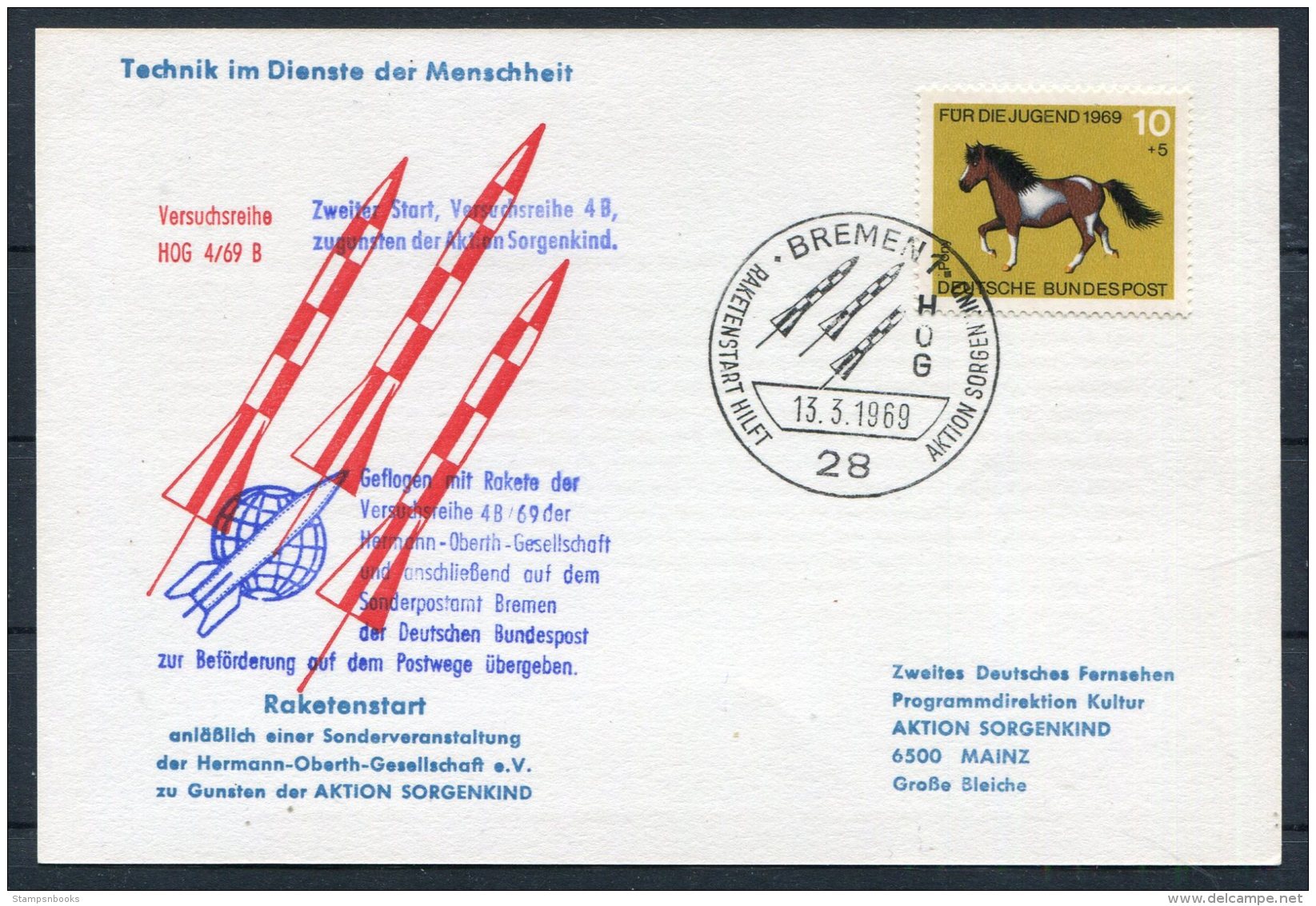 1969 Germany Raketenpost Rocket Post Bremen Postcard - Europe