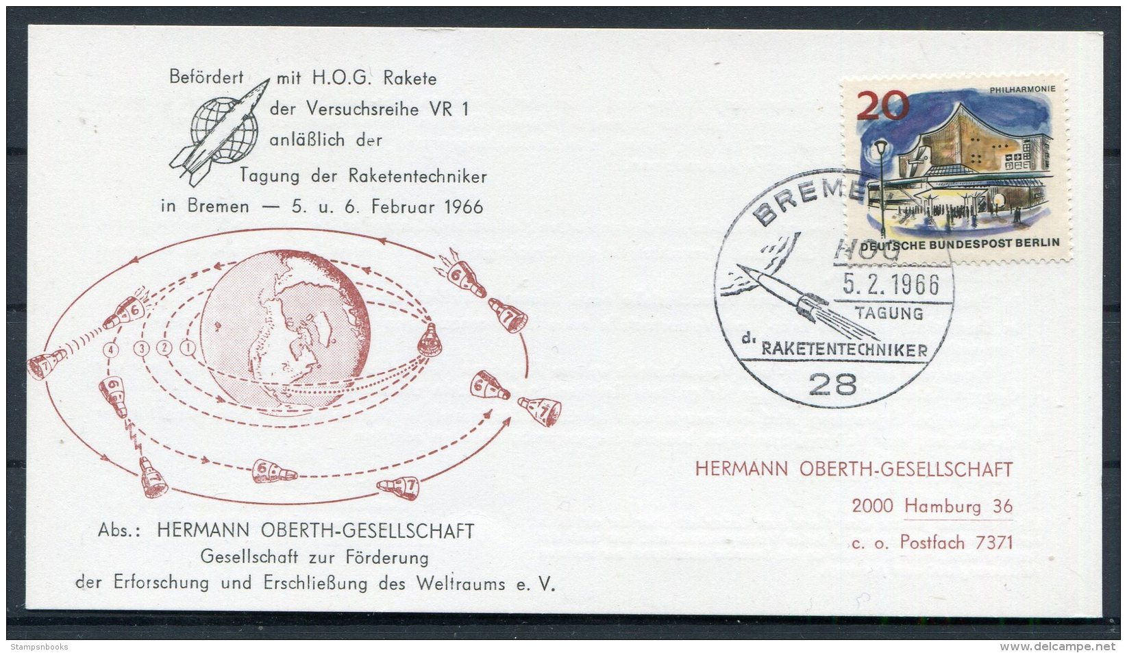 1966 Germany Bremen Raketenpost Rocket Space Postcard - Europe