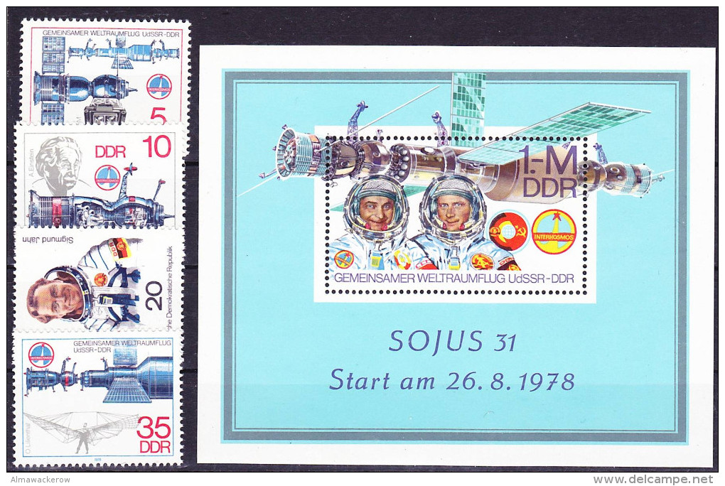 2016-0436 GDR Complete Set And MS Interkosmos Flight Sojus 31 GDR-UDSSR Mi 2359-62, MS 53 MNH ** - Europe