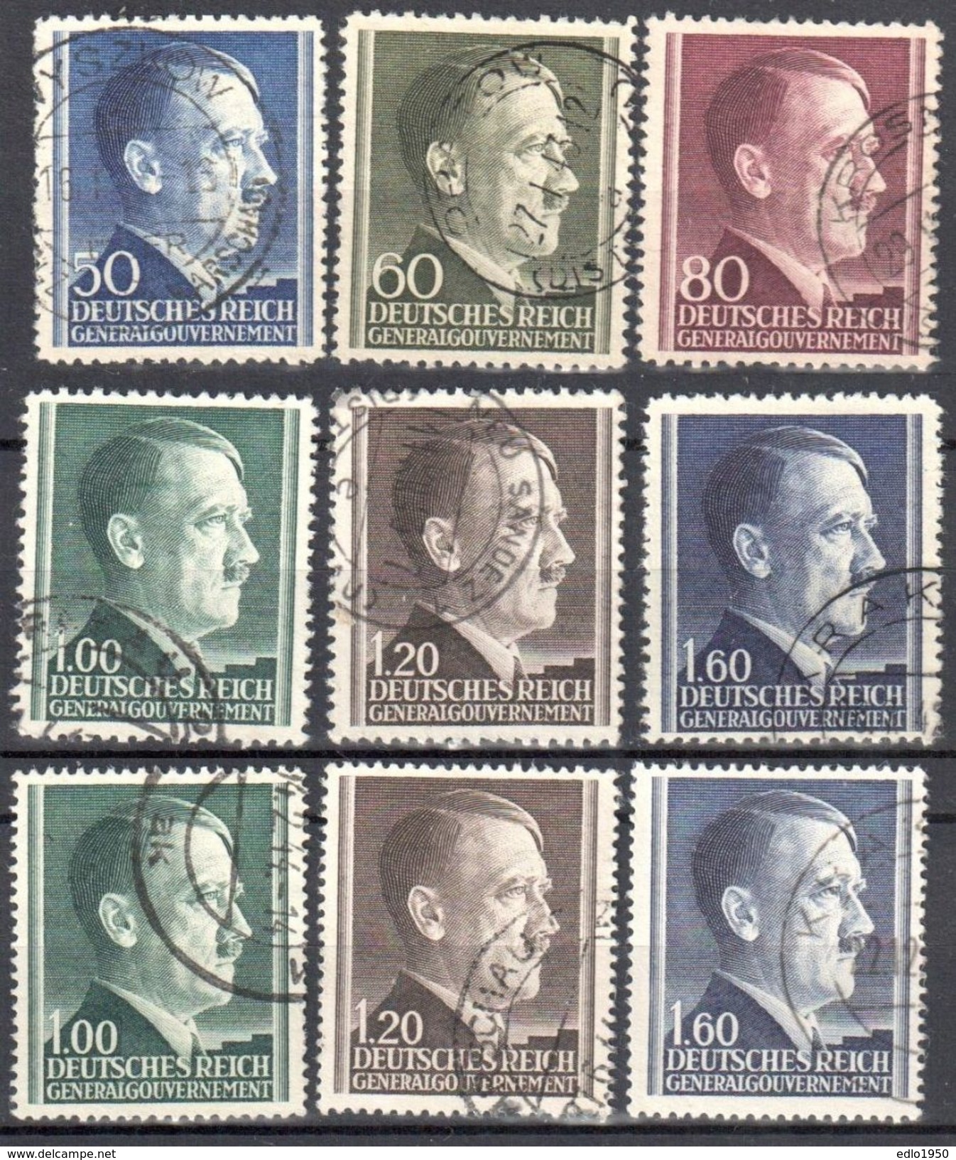 Poland - Generalgouvernement -  1942/44 Mi 83-88A+B  Gestempelt /used - General Government