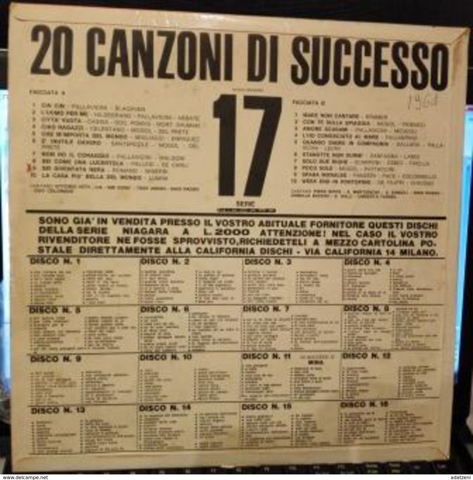 20 SUCCESSI DEL SECOLO NIAGARA 17 LP TONY ARDEN GIUSY VITTORIO VITTI MARIO BATTAINI - Sonstige - Italienische Musik