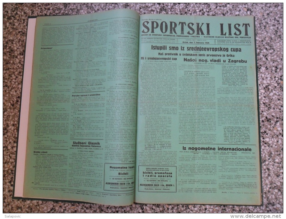 SPORTSKI LIST, SLUZBENO GLASILO OSJECKOG NOGOMETNOG PODSAVEZA, OSIJEK 1928,1929,1930  57 PIECES, BANDED