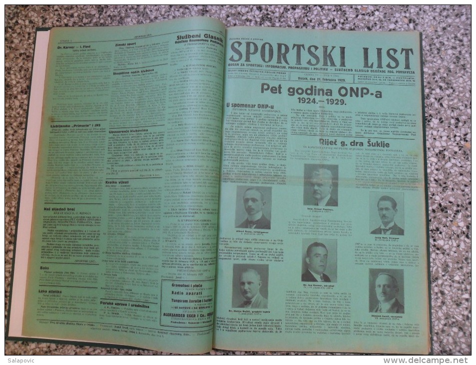 SPORTSKI LIST, SLUZBENO GLASILO OSJECKOG NOGOMETNOG PODSAVEZA, OSIJEK 1928,1929,1930  57 PIECES, BANDED