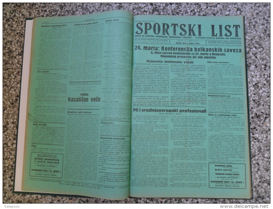 SPORTSKI LIST, SLUZBENO GLASILO OSJECKOG NOGOMETNOG PODSAVEZA, OSIJEK 1928,1929,1930  57 PIECES, BANDED