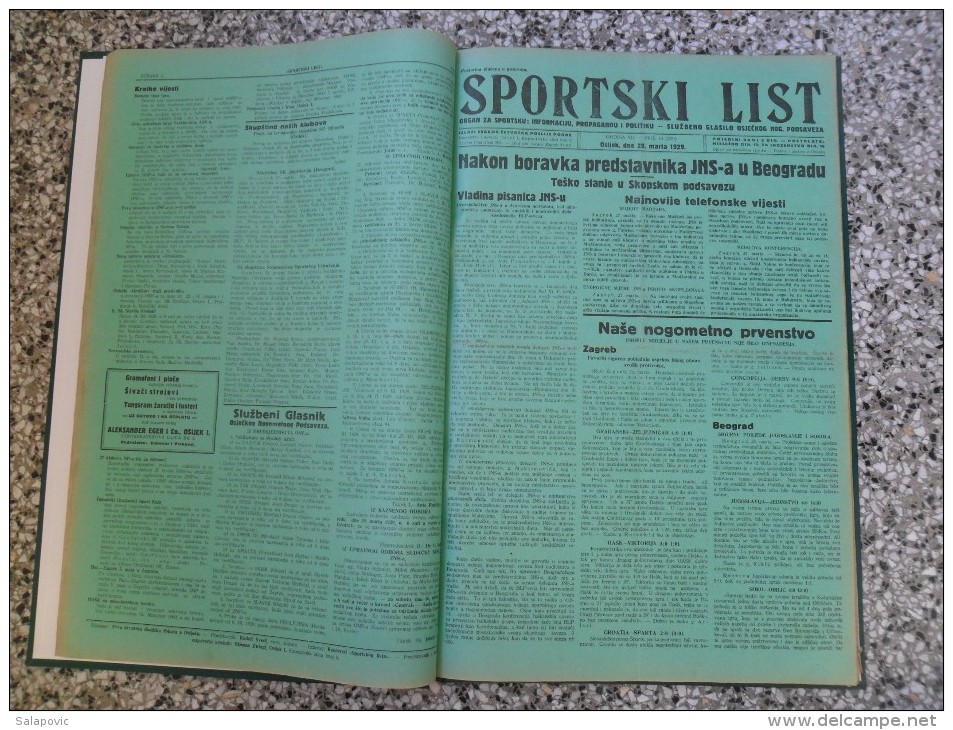 SPORTSKI LIST, SLUZBENO GLASILO OSJECKOG NOGOMETNOG PODSAVEZA, OSIJEK 1928,1929,1930  57 PIECES, BANDED