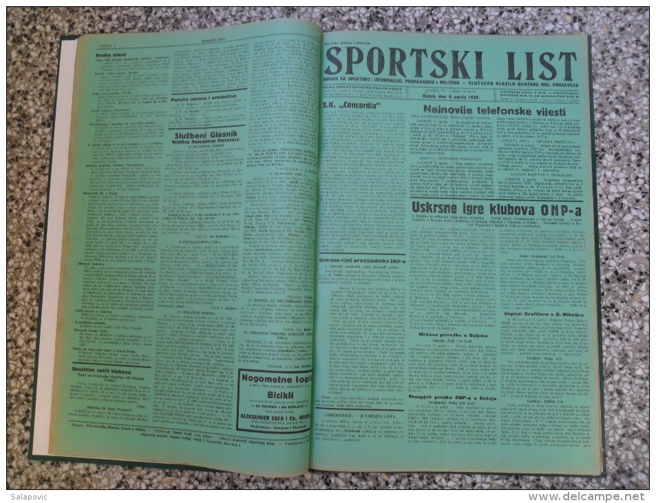 SPORTSKI LIST, SLUZBENO GLASILO OSJECKOG NOGOMETNOG PODSAVEZA, OSIJEK 1928,1929,1930  57 PIECES, BANDED