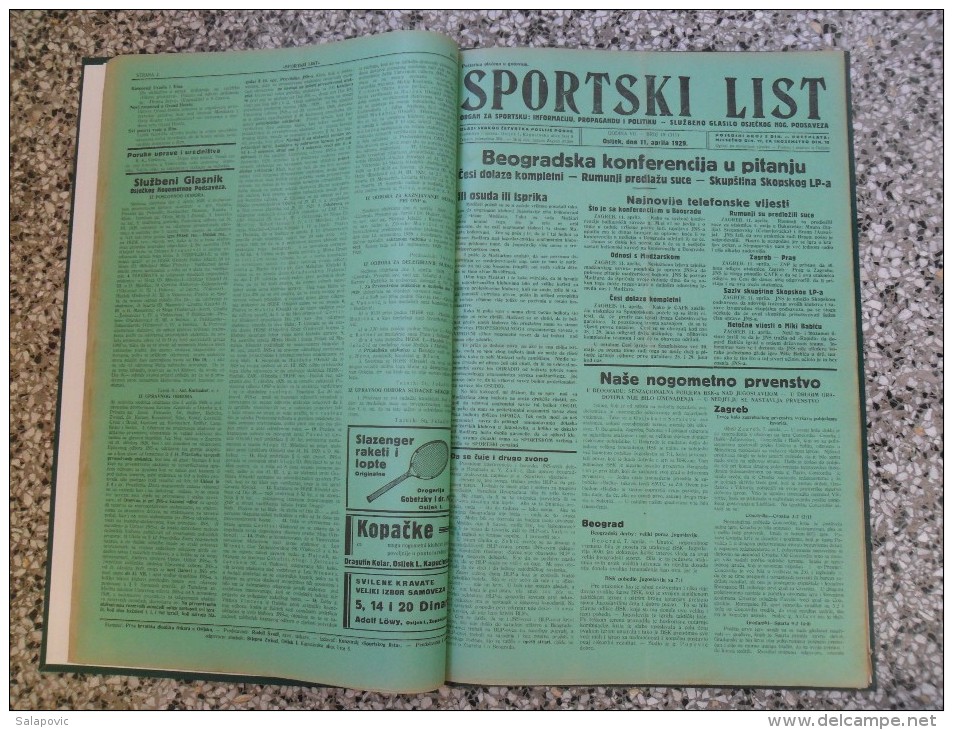 SPORTSKI LIST, SLUZBENO GLASILO OSJECKOG NOGOMETNOG PODSAVEZA, OSIJEK 1928,1929,1930  57 PIECES, BANDED