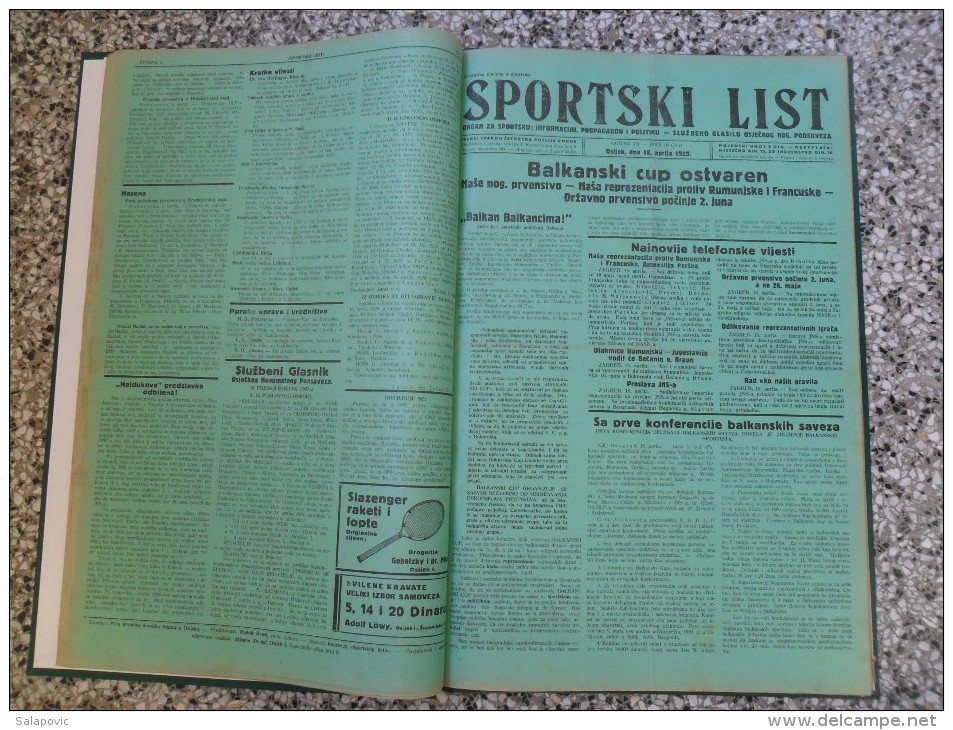 SPORTSKI LIST, SLUZBENO GLASILO OSJECKOG NOGOMETNOG PODSAVEZA, OSIJEK 1928,1929,1930  57 PIECES, BANDED