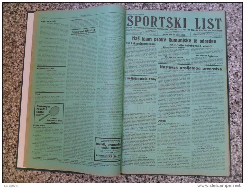 SPORTSKI LIST, SLUZBENO GLASILO OSJECKOG NOGOMETNOG PODSAVEZA, OSIJEK 1928,1929,1930  57 PIECES, BANDED