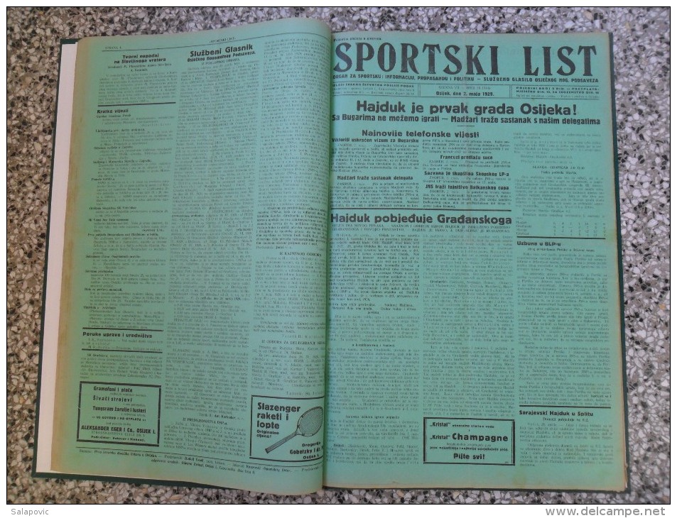 SPORTSKI LIST, SLUZBENO GLASILO OSJECKOG NOGOMETNOG PODSAVEZA, OSIJEK 1928,1929,1930  57 PIECES, BANDED