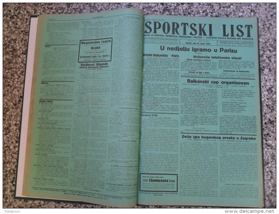 SPORTSKI LIST, SLUZBENO GLASILO OSJECKOG NOGOMETNOG PODSAVEZA, OSIJEK 1928,1929,1930  57 PIECES, BANDED