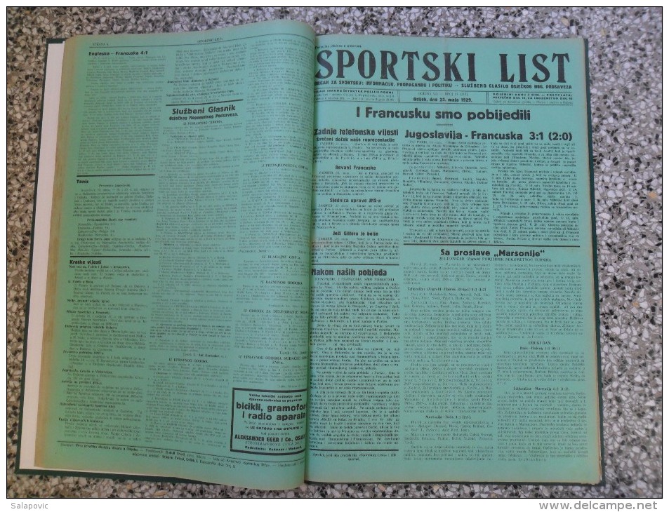 SPORTSKI LIST, SLUZBENO GLASILO OSJECKOG NOGOMETNOG PODSAVEZA, OSIJEK 1928,1929,1930  57 PIECES, BANDED