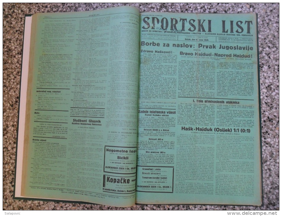 SPORTSKI LIST, SLUZBENO GLASILO OSJECKOG NOGOMETNOG PODSAVEZA, OSIJEK 1928,1929,1930  57 PIECES, BANDED