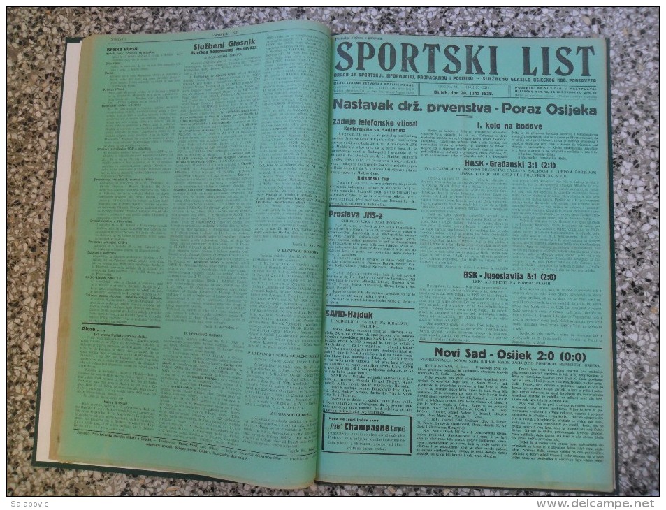 SPORTSKI LIST, SLUZBENO GLASILO OSJECKOG NOGOMETNOG PODSAVEZA, OSIJEK 1928,1929,1930  57 PIECES, BANDED