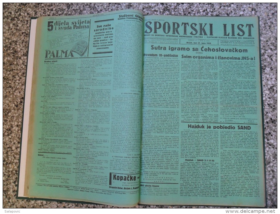 SPORTSKI LIST, SLUZBENO GLASILO OSJECKOG NOGOMETNOG PODSAVEZA, OSIJEK 1928,1929,1930  57 PIECES, BANDED