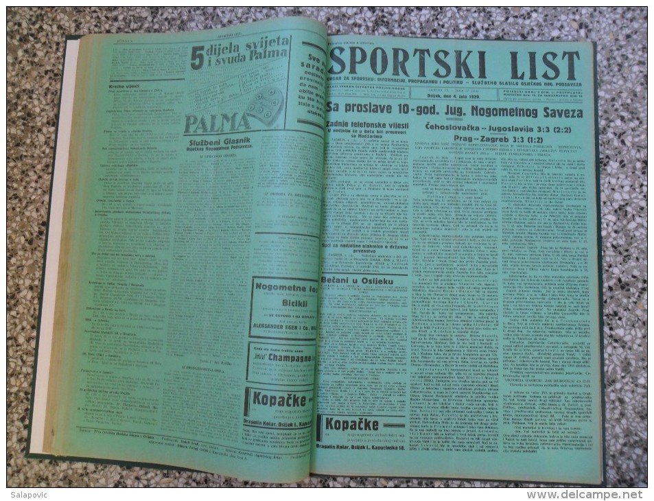 SPORTSKI LIST, SLUZBENO GLASILO OSJECKOG NOGOMETNOG PODSAVEZA, OSIJEK 1928,1929,1930  57 PIECES, BANDED