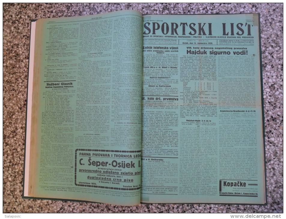 SPORTSKI LIST, SLUZBENO GLASILO OSJECKOG NOGOMETNOG PODSAVEZA, OSIJEK 1928,1929,1930  57 PIECES, BANDED