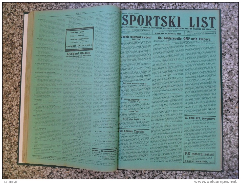 SPORTSKI LIST, SLUZBENO GLASILO OSJECKOG NOGOMETNOG PODSAVEZA, OSIJEK 1928,1929,1930  57 PIECES, BANDED