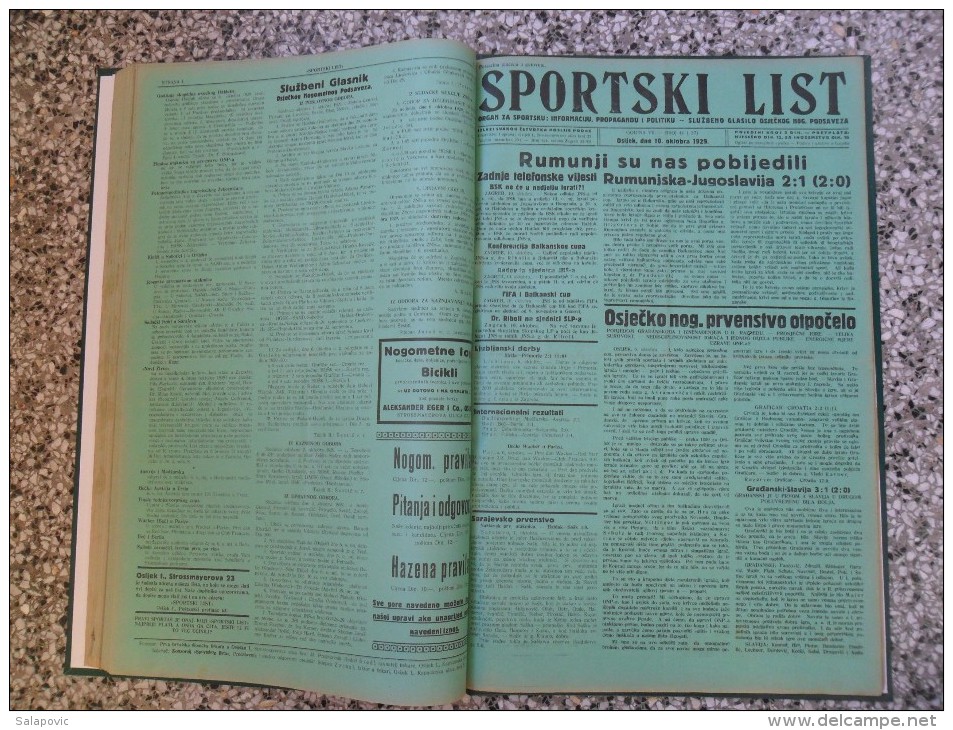 SPORTSKI LIST, SLUZBENO GLASILO OSJECKOG NOGOMETNOG PODSAVEZA, OSIJEK 1928,1929,1930  57 PIECES, BANDED