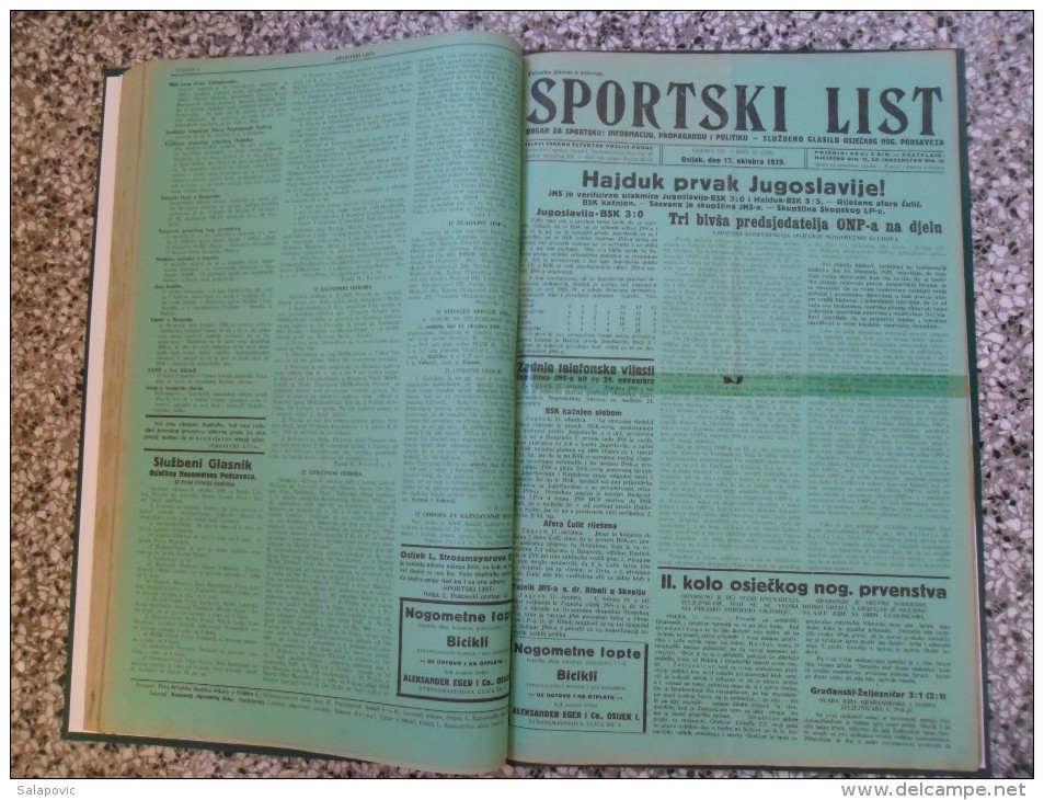 SPORTSKI LIST, SLUZBENO GLASILO OSJECKOG NOGOMETNOG PODSAVEZA, OSIJEK 1928,1929,1930  57 PIECES, BANDED