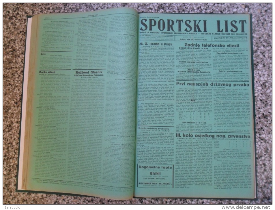 SPORTSKI LIST, SLUZBENO GLASILO OSJECKOG NOGOMETNOG PODSAVEZA, OSIJEK 1928,1929,1930  57 PIECES, BANDED