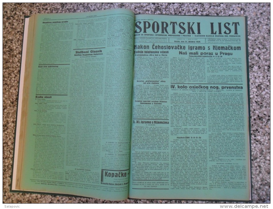 SPORTSKI LIST, SLUZBENO GLASILO OSJECKOG NOGOMETNOG PODSAVEZA, OSIJEK 1928,1929,1930  57 PIECES, BANDED