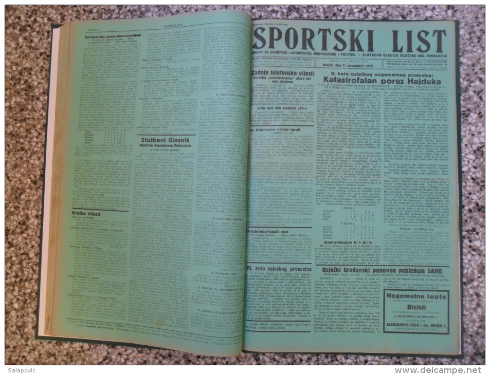 SPORTSKI LIST, SLUZBENO GLASILO OSJECKOG NOGOMETNOG PODSAVEZA, OSIJEK 1928,1929,1930  57 PIECES, BANDED