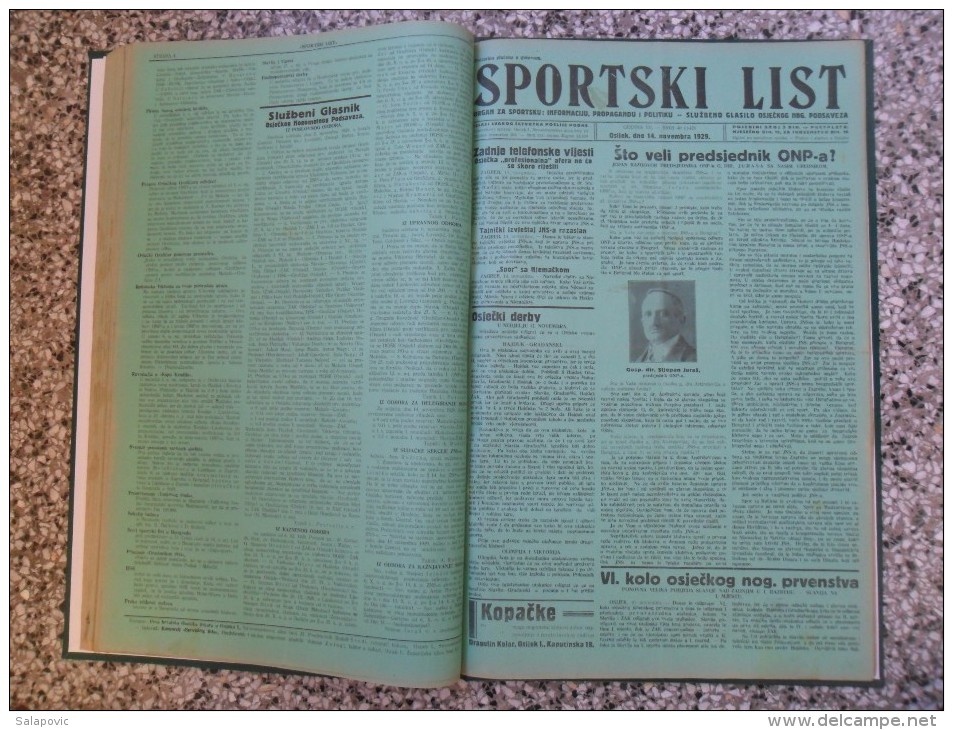 SPORTSKI LIST, SLUZBENO GLASILO OSJECKOG NOGOMETNOG PODSAVEZA, OSIJEK 1928,1929,1930  57 PIECES, BANDED