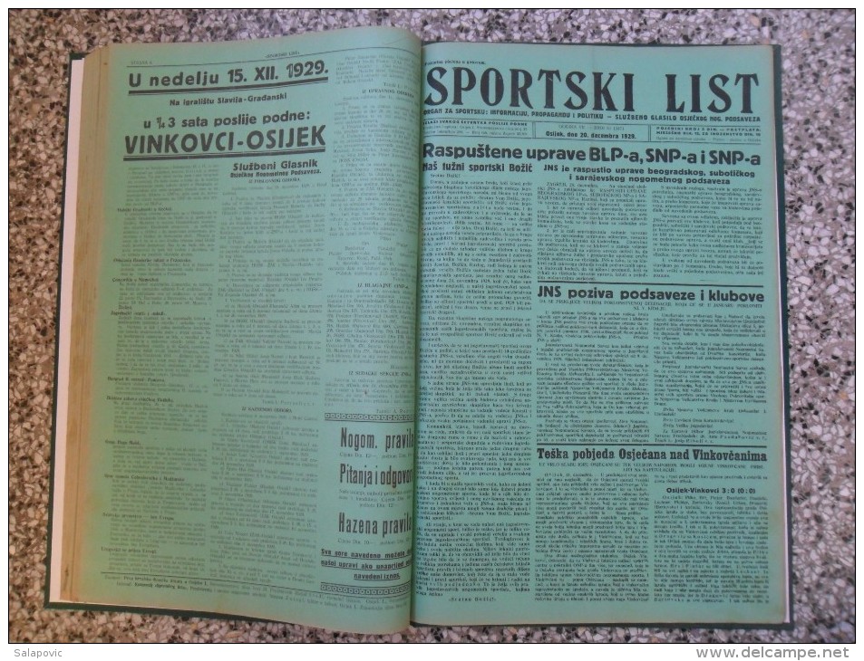 SPORTSKI LIST, SLUZBENO GLASILO OSJECKOG NOGOMETNOG PODSAVEZA, OSIJEK 1928,1929,1930  57 PIECES, BANDED