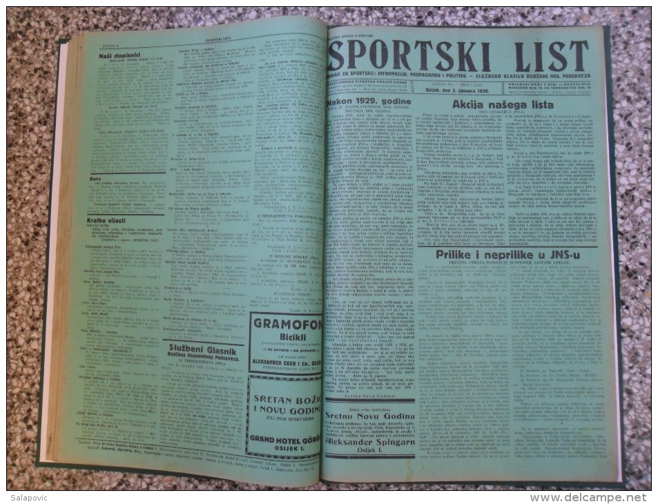 SPORTSKI LIST, SLUZBENO GLASILO OSJECKOG NOGOMETNOG PODSAVEZA, OSIJEK 1928,1929,1930  57 PIECES, BANDED