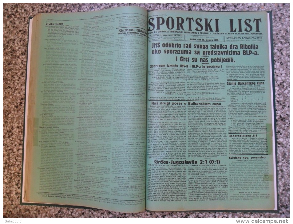 SPORTSKI LIST, SLUZBENO GLASILO OSJECKOG NOGOMETNOG PODSAVEZA, OSIJEK 1928,1929,1930  57 PIECES, BANDED