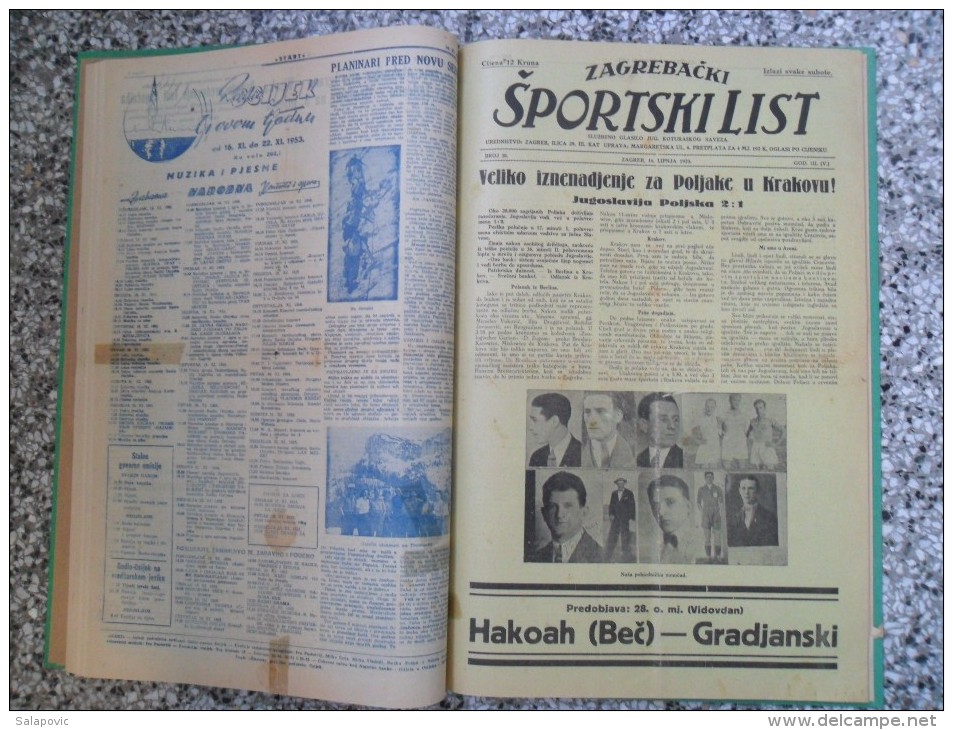 OSJECKI SPORT 1933-1940  40 PIECES,START 1953, ZAGREBACKI SPORTSKI LIST... BANDED