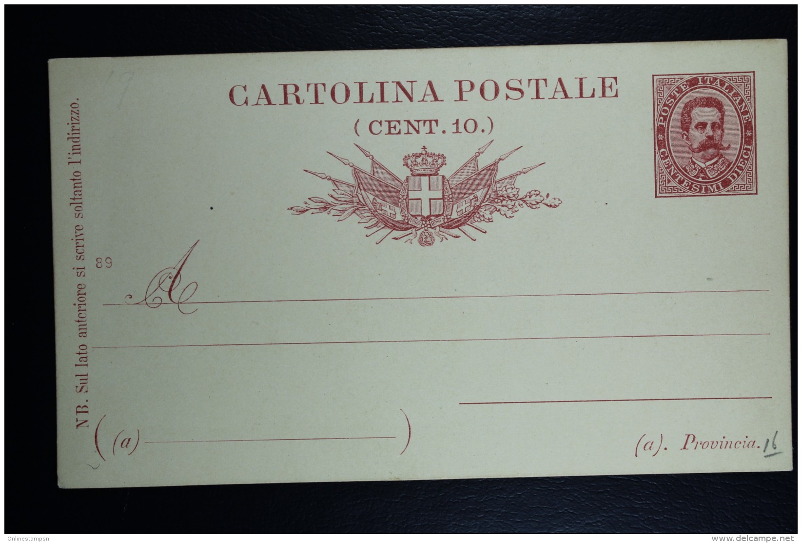 Italia: Cartolina Postale Mi Nr 17 Unused   1889 - Ganzsachen