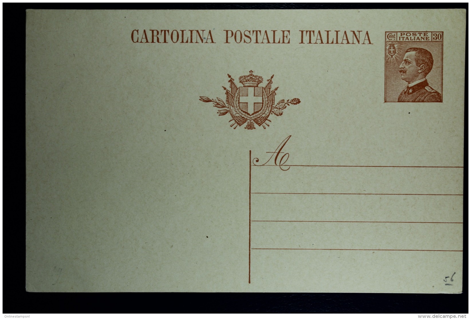 Italia: Cartolina Postale  Mi  P 56 B I   Not Used 1922 - Interi Postali