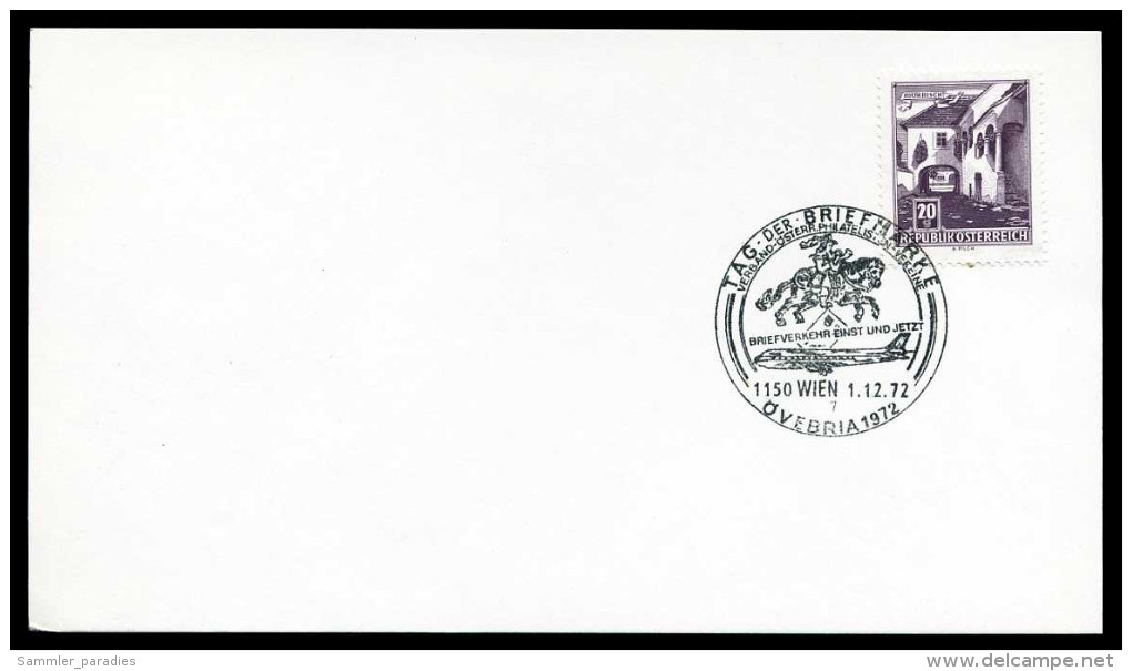 39217) Österreich - Karte - SoST 1150 WIEN Vom 01.12.1972 - Tag Der Briefmarke, Postreitert, Flugzeug - Maschinenstempel (EMA)