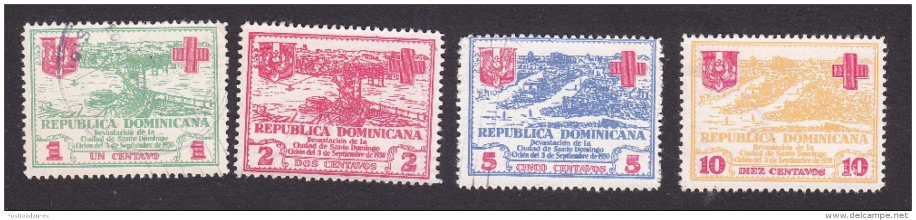 Dominican Republic, Scott #RA1-RA4, Used, Hurricane, Issued 1930 - República Dominicana