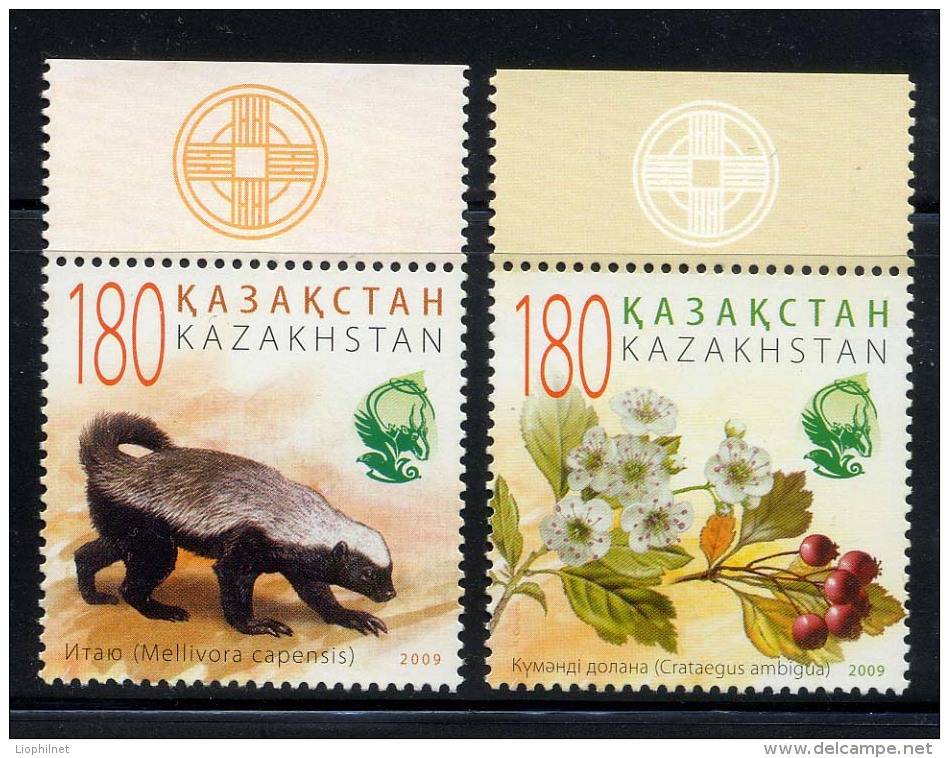 KAZAKHSTAN 2009, FAUNE RATEL, BAIES ET FLEURS, 2 Valeurs, Neufs / Mint. R2165 - Kazajstán