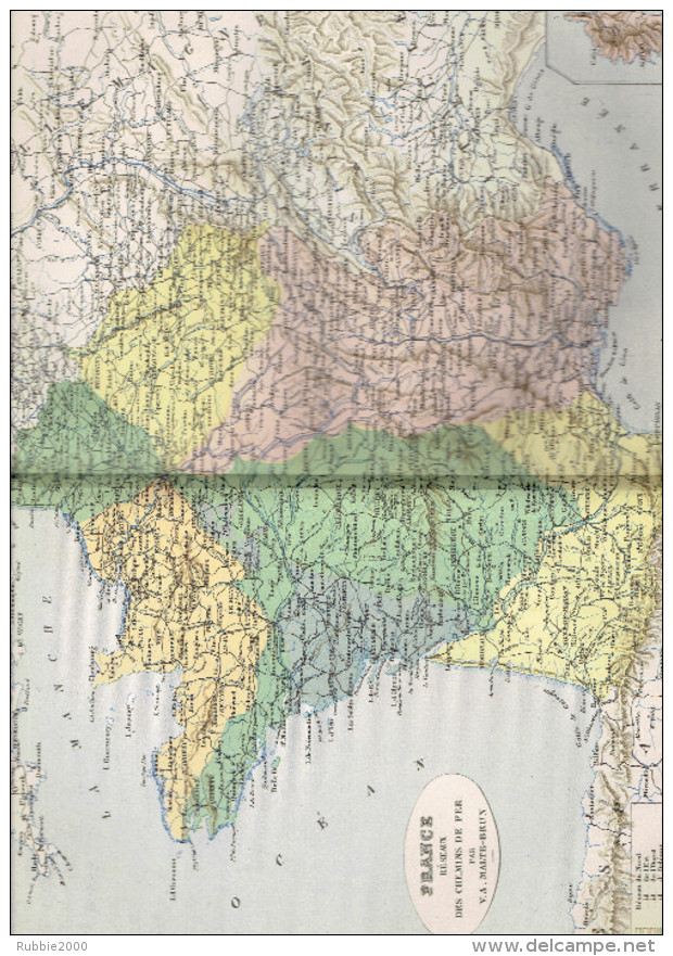 FRANCE 1880 CARTE DES RESEAUX DES CHEMINS DE FER PAR MALTE BRUN - Ferrovie