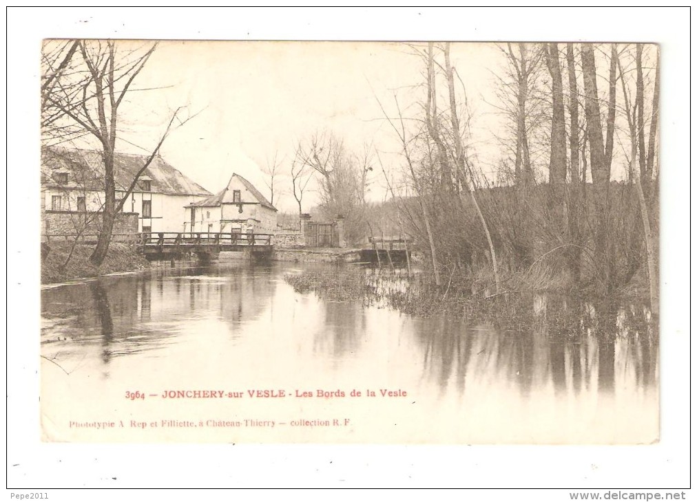 CPA 51 JONCHERY Sur Vesle Bords De La Vesle  1904 Cachet Convoyeur Paris > Reims - Jonchery-sur-Vesle