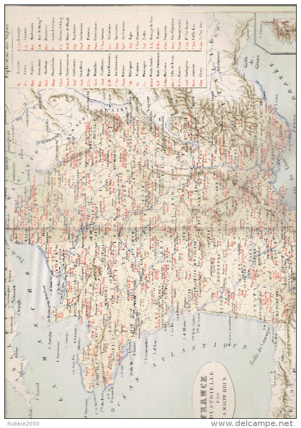 CARTE 1880 FRANCE INDUSTRIELLE PAR MALTE BRUN - Cartes Géographiques