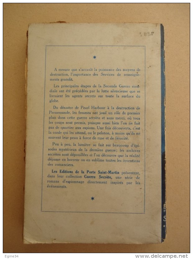 Editions "Porte St Martin"  Série "Guerre Secrète" - Roger Valuet - La Mort A  L'Affût - Couverture De Jacques Leclerc - Antiguos (Antes De 1960)