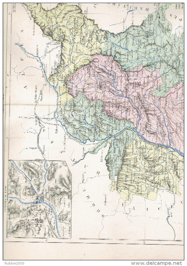 CARTE GEOGRAPHIQUE 1880 FRANCE DEPARTEMENT DES BASSES ALPES ET PLAN DE DIGNE PAR MALTE BRUN - Cartes Géographiques