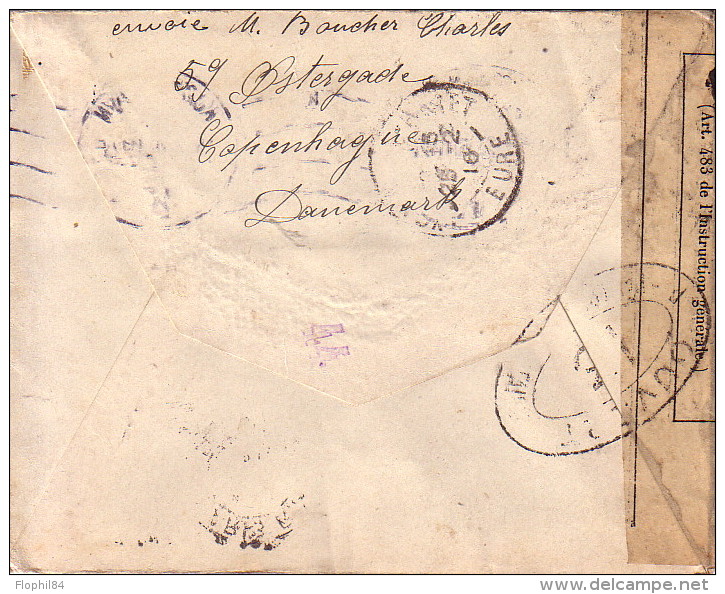 DANEMARK - LETTRE POUR LA FRANCE VIA LONDRES - BANDE DE CENSURE + CACHET DE CENSEUR 13 - LE 15-2-1916. - Storia Postale