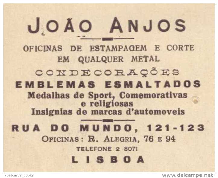 OFICINA Da CASA JOÃO ANJOS Medalhas Condecorações. Postal Publicitario Loja RUA Do MUNDO Ou RUA ALEGRIA. LISBOA Portugal - Aveiro