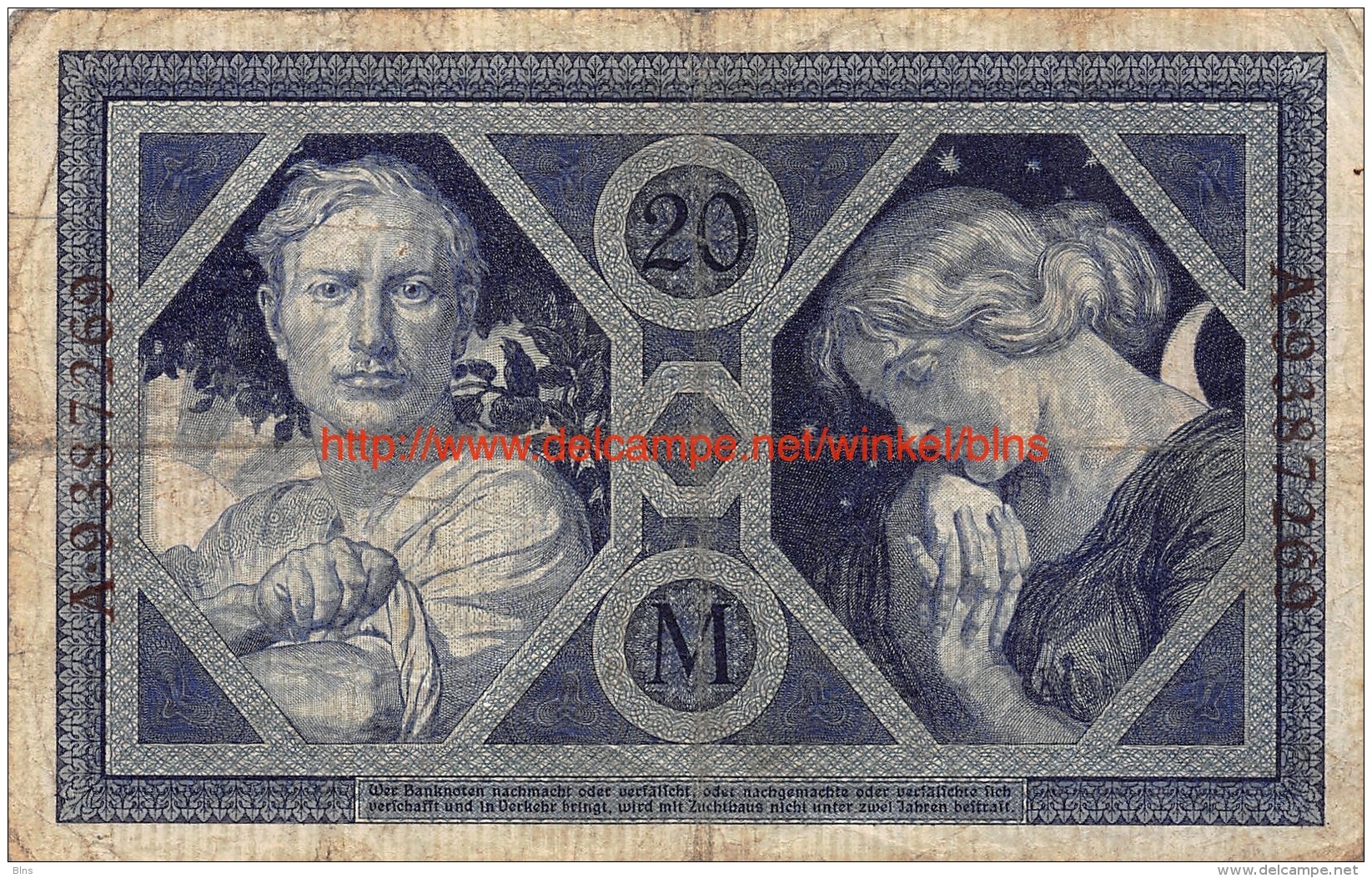 1915 Zwanzig Mark Reichsbanknote 20 Mark - 20 Mark