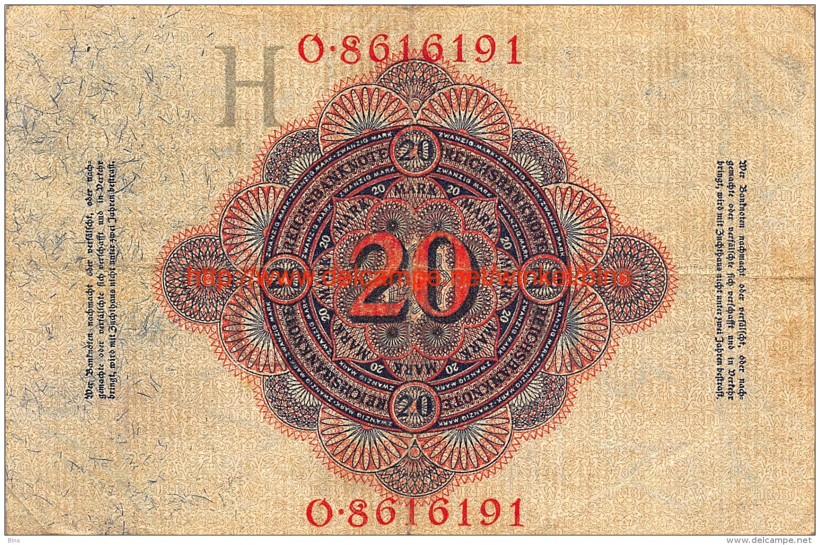 1914 Zwanzig Mark Reichsbanknote 20 Mark - 20 Mark